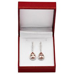 14K White Gold 6.13ct Morganite 0.91ct Diamond Earrings