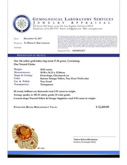 14k Yellow Gold 18.81ct Citrine 0.95ct Sapphire 1.59ct Diamond Ring