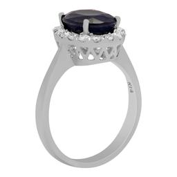 14k White Gold 3.55ct Sapphire 0.62ct Diamond Ring