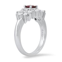 Platinum setting with .47ct Ruby and 0.79ct Diamond Ladies Ring