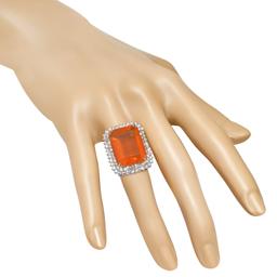 14K Yellow Gold Setting with 20.89ct Fire Opal and 2.70ct Diamond Ring