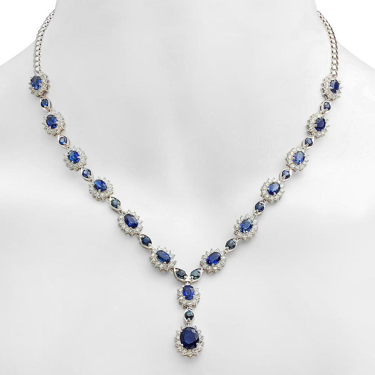 18K Gold 12.12ct Sapphire 5.31ct Diamond Necklace