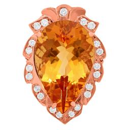 14k Rose Gold 18.72ct Citrine 0.68ct Diamond Ring