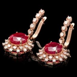 14k Rose 14.33ct Ruby 1.57ct Diamond Earrings