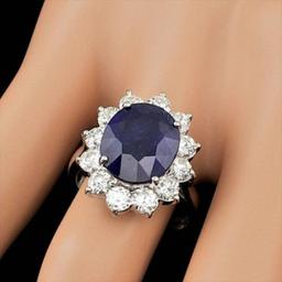 14K White Gold 6.85ct Sapphire and 1.99ct Diamond Ring