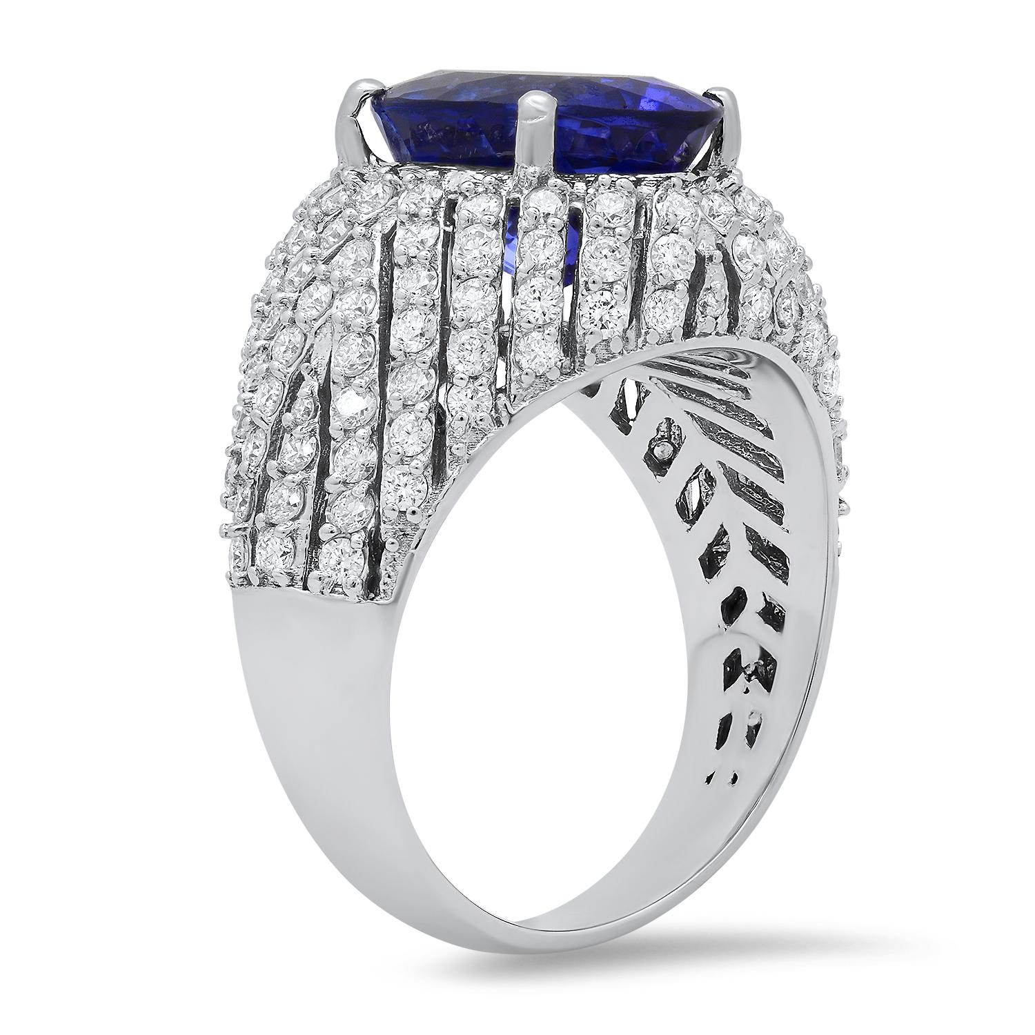 14K White Gold Setting with 5.07ct Tanzanite and 1.53ct Diamond Ladies Ring