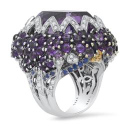 18K White Gold Setting with 30.5ct Amethyst, 0.76ct Sapphire and 1.18ct Diamond Ladies Ring