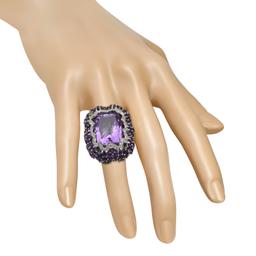 18K White Gold Setting with 30.5ct Amethyst, 0.76ct Sapphire and 1.18ct Diamond Ladies Ring