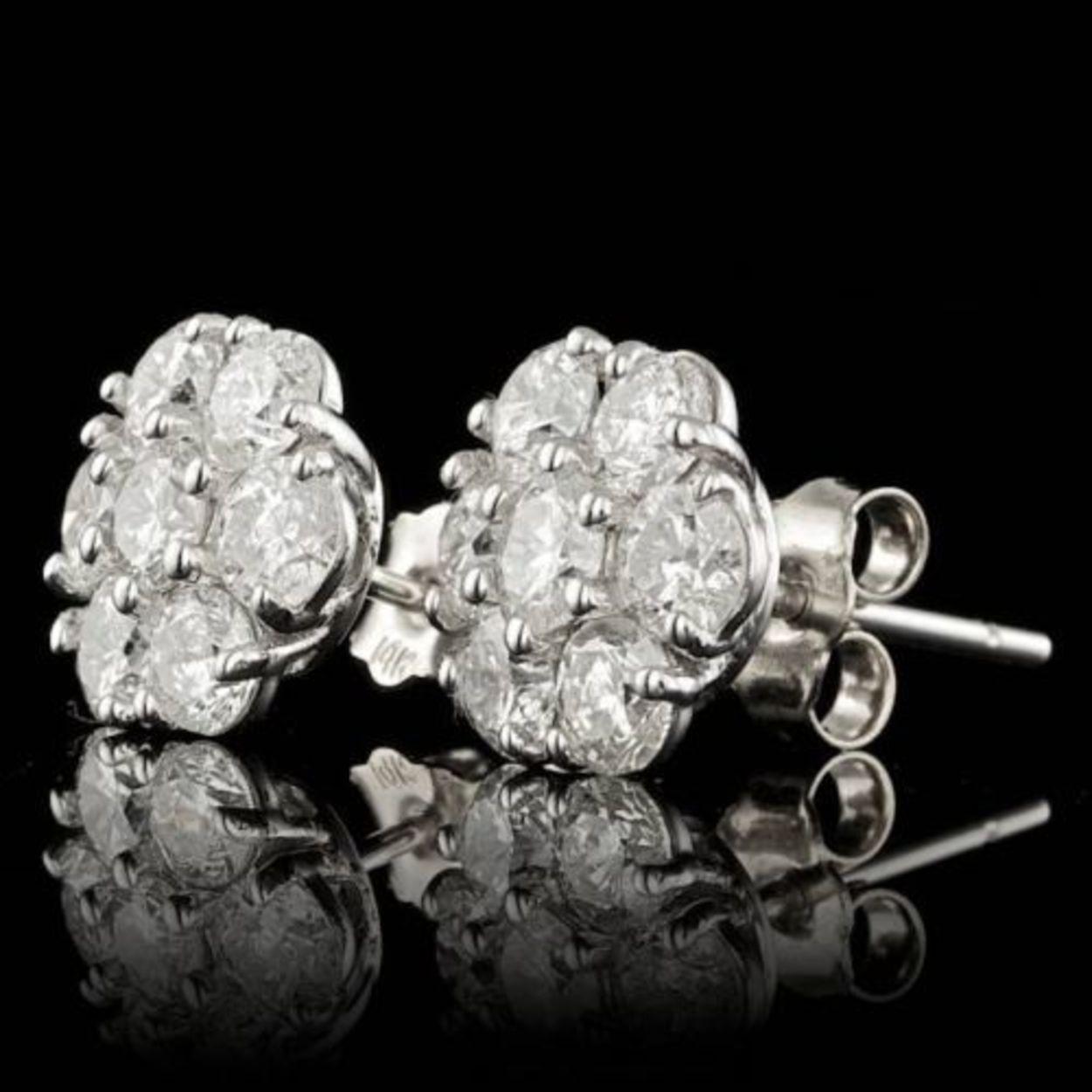 14k White Gold 3.07ct Diamond Earrings