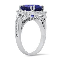 14K White Gold Setting with 6.53ct Tanzanite and 1.01ct Diamond Ladies Ring