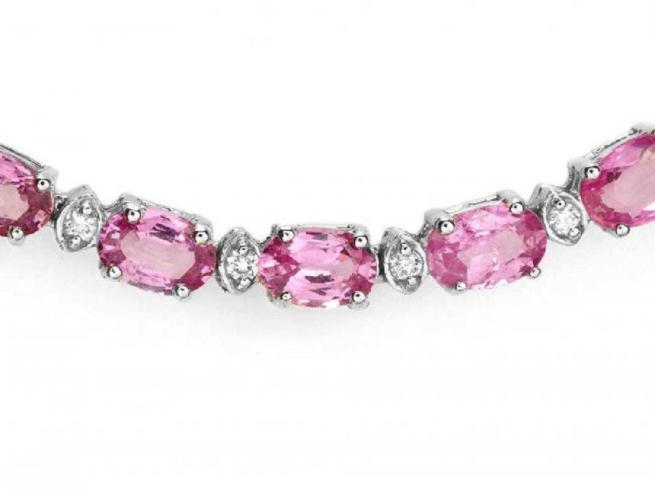 14K White Gold 25.84ct Pink Sapphire and 0.95ct Diamond Necklace