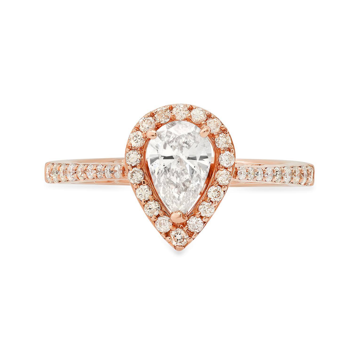 14K Rose Gold Setting with 0.69ct Center Diamond and 1.17tcw Diamond Ladies Ring