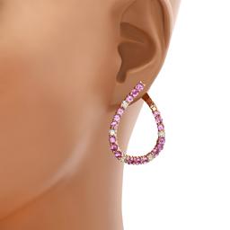 14K Rose Gold with 4.57ct Pink Sapphire and 1.00ct Diamond Earrings