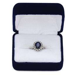 14K White Gold Setting with 2.5ct Sapphire and 0.40ct Diamond Ladies Ring