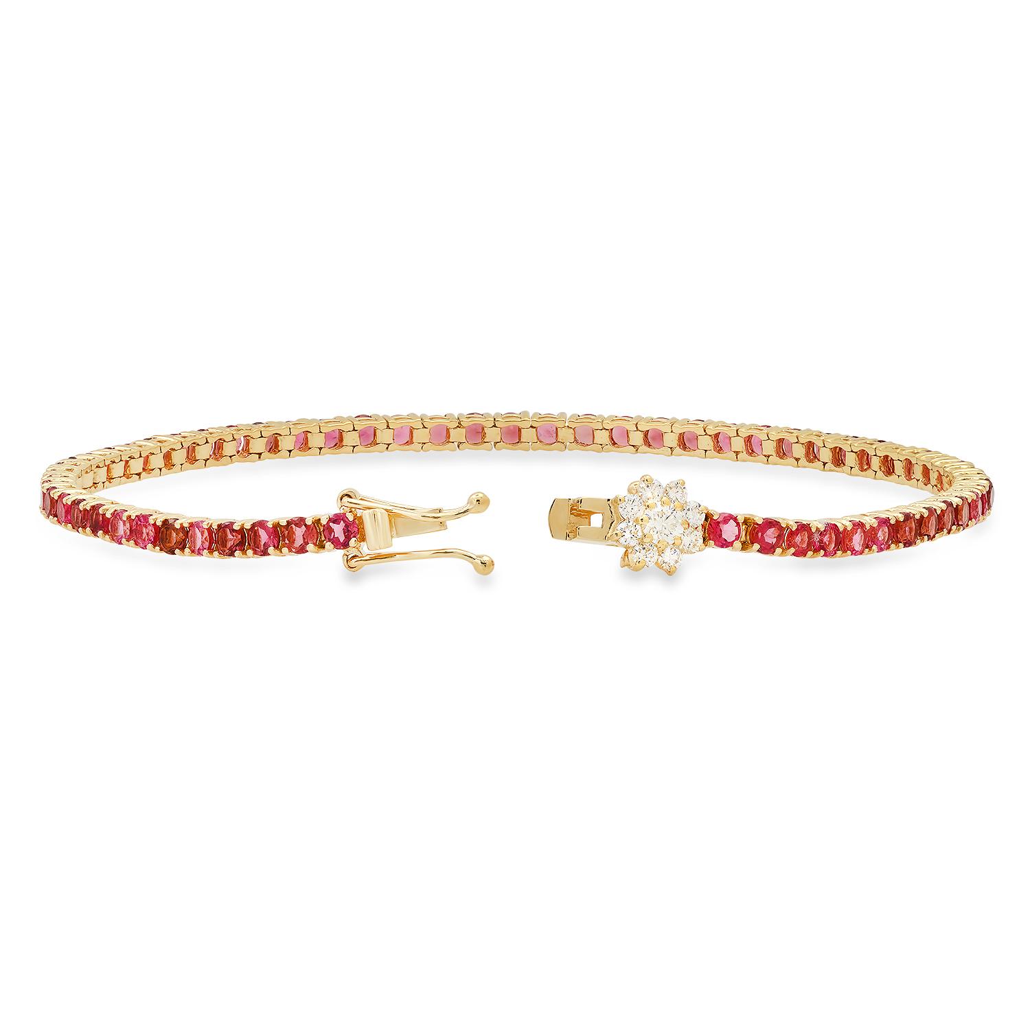 14K Yellow Gold with 4.56ct Tourmaline and 0.32ct Diamond Bracelet