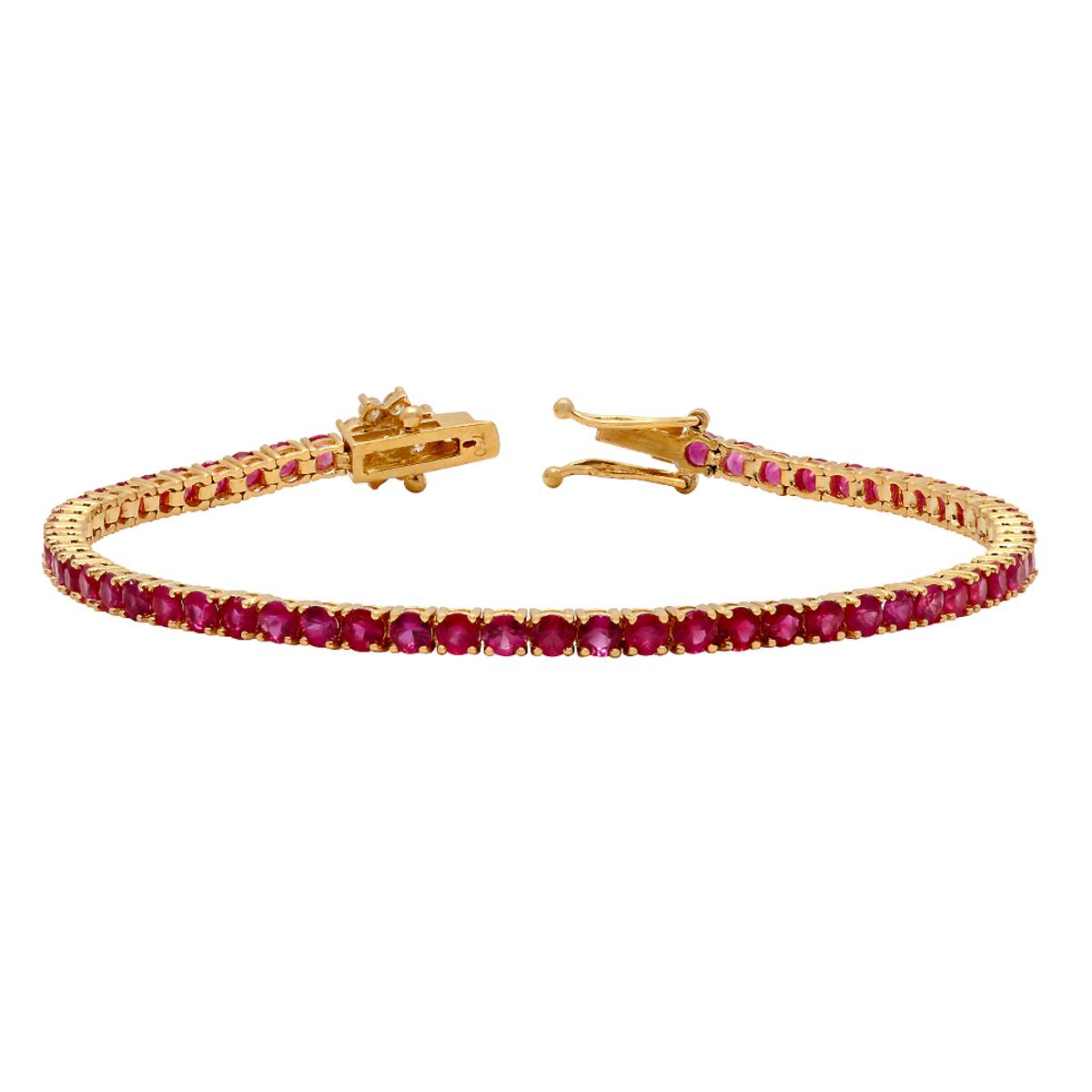 14k Yellow Gold 7.40ct Ruby 0.41ct Diamond Bracelet