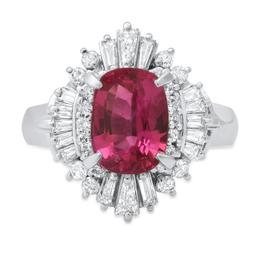 Platinum Setting with 2.16ct Pink Sapphire and 0.77ct Diamond Ladies Ring