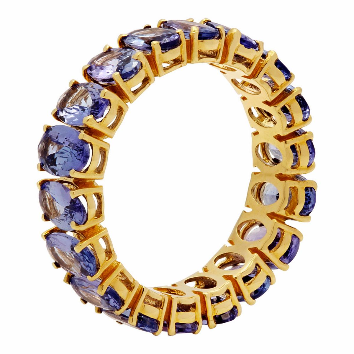 14k Yellow Gold 10.63ct Tanzanite Eternity Band Ring