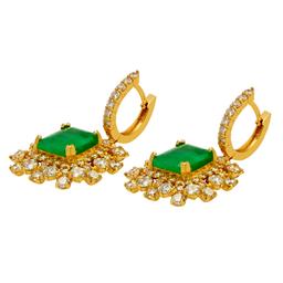 14k Yellow Gold 6.32ct Emerald 5.89ct Diamond Earrings