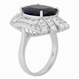 14k White Gold 8.54ct Sapphire 1.92ct Diamond Ring