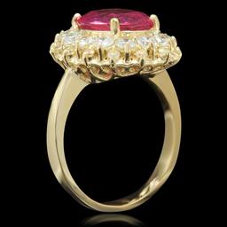 14K Yellow Gold 4.00ct Ruby and 1.51ct Diamond Ring