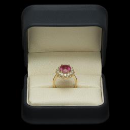 14K Yellow Gold 4.00ct Ruby and 1.51ct Diamond Ring