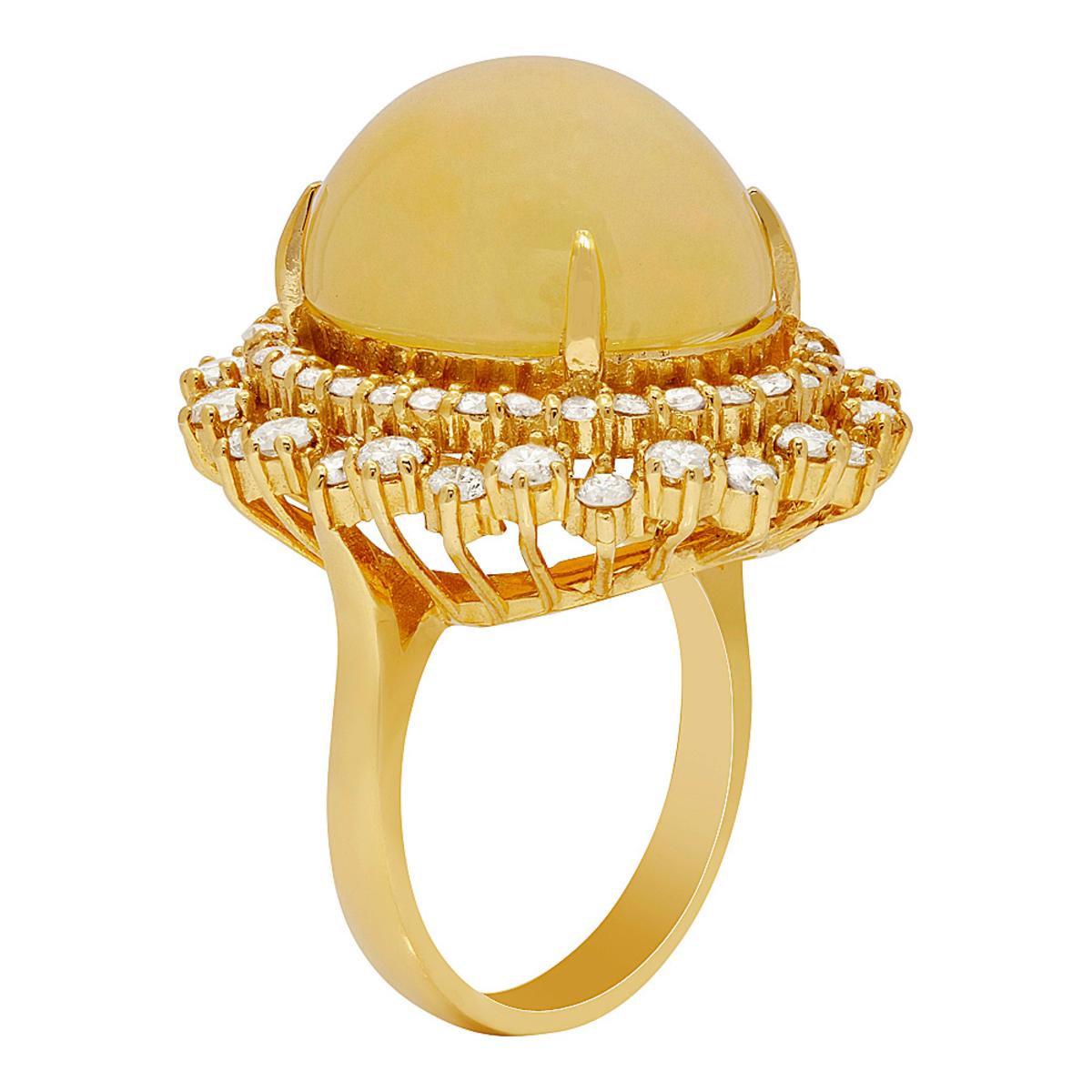14k Yellow Gold 12.65ct Opal 2.04ct Diamond Ring