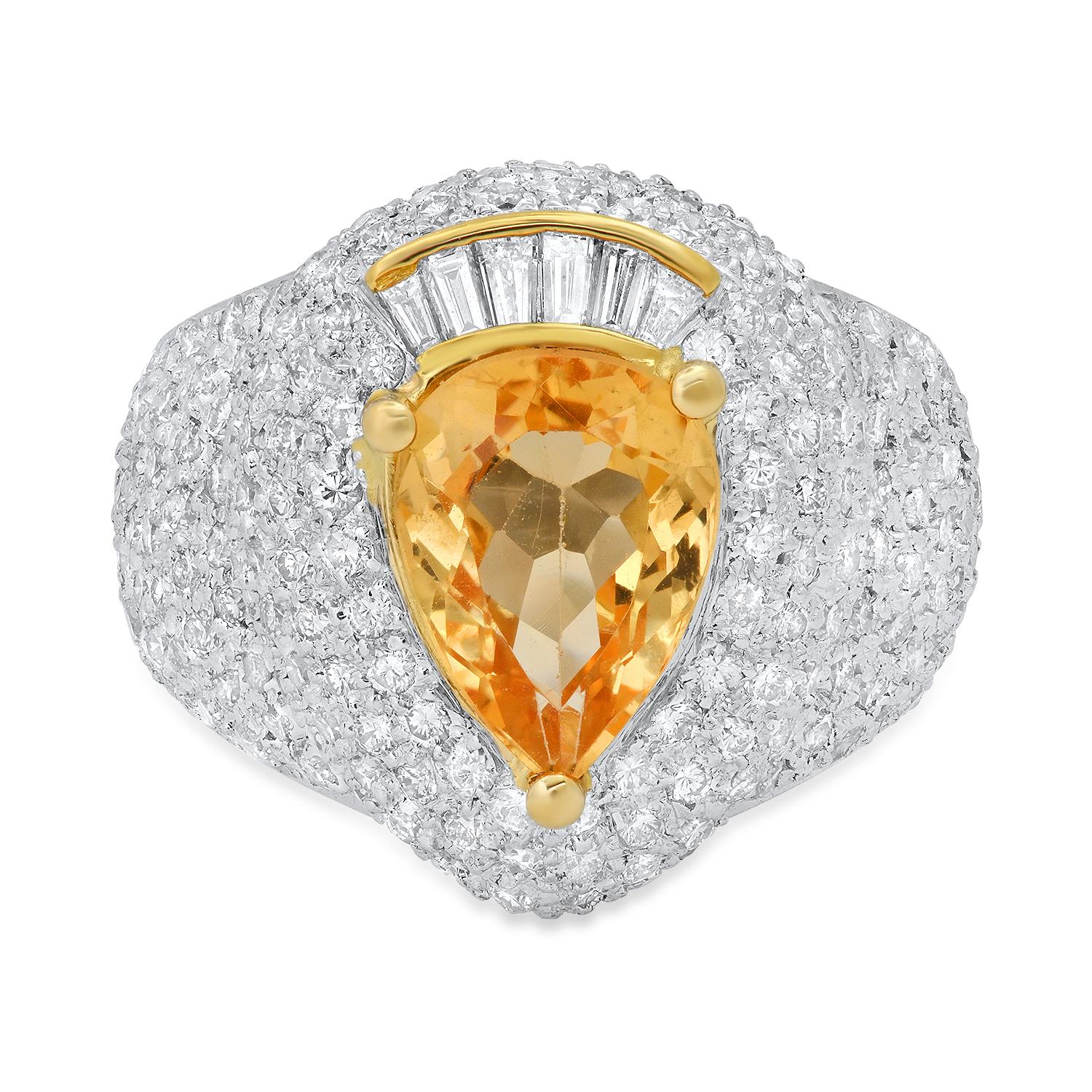 Platinum and 18K Yellow Gold Setting with 2.48ct Gold Tourmaline and 1.90ct Diamond Ring