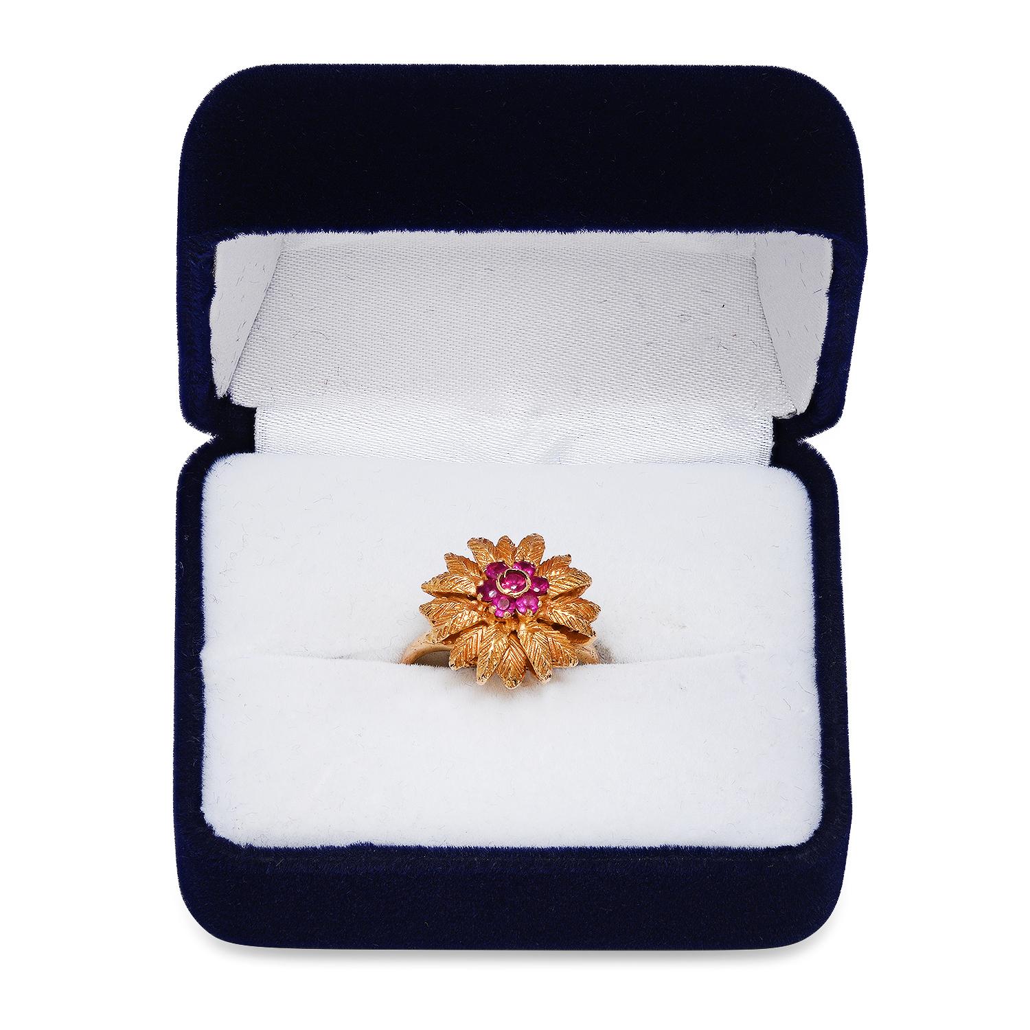 18K Yellow Gold Setting with 0.25ct Ruby Ladies Ring