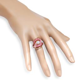 14K Rose Gold Setting with 0.42ct Ruby and 0.37tcw Diamond Ladies Ring