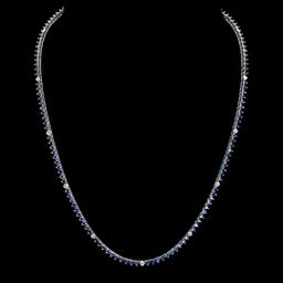 14K White Gold Sapphire & Diamond Necklace