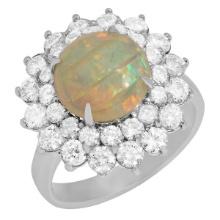 14k White Gold 2.75ct White Opal 1.92ct Diamond Ring