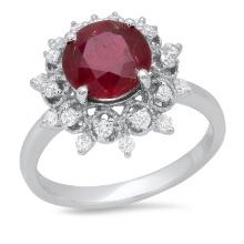 14K White Gold Setting with 2.20ct Ruby and 0.48ct Diamond Ladies Ring