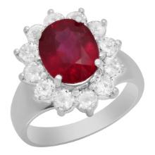 14k White Gold 4.00ct Ruby 1.34ct Diamond Ring