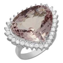 14k White Gold 14.62ct Kunzite 1.08ct Diamond Ring