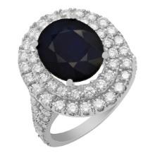 14k White Gold 11.11ct Sapphire 1.68ct Diamond Ring