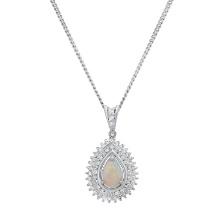 Platinum Setting with 1.46ct Opal and 0.56ct Diamond Pendant