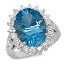 14K White Gold 8.11ct Topaz and 1.57ct Diamond Ring