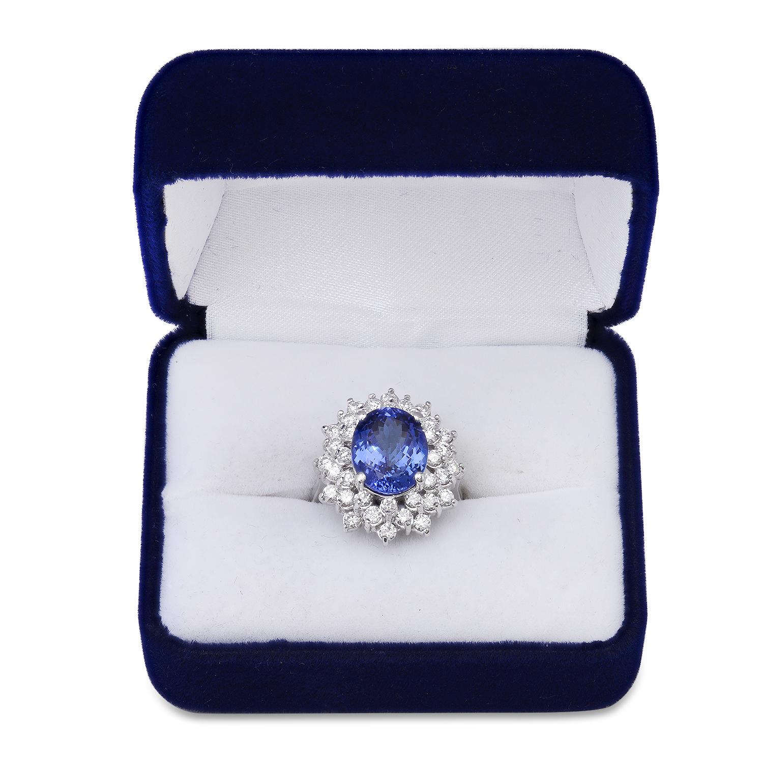 18K White Gold Setting with 5.46ct Tanzanite and 1.67ct Diamond Ring