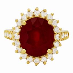 14k Yellow Gold 7.93ct Ruby 1.08ct Diamond Ring