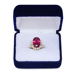 14K Yellow Gold Setting with 9.57ct Tourmaline and 0.65ct Diamond Ladies Ring