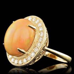 14K Yellow Gold 7.75ct Opal and 0.86ct Diamond Ring