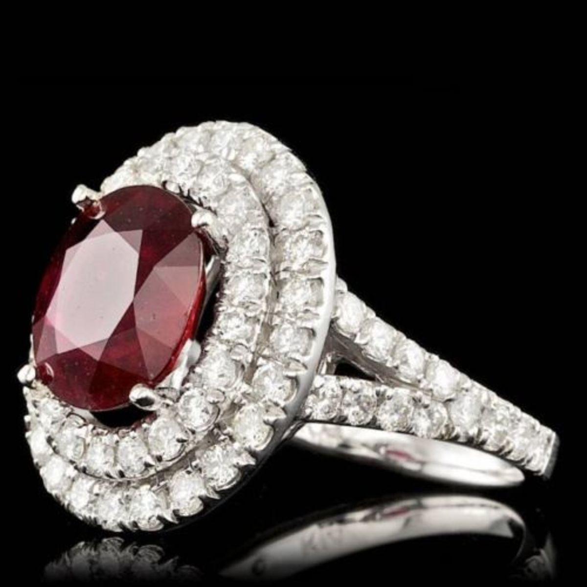 14K White Gold 5.67ct Ruby and 2.12ct Diamond Ring