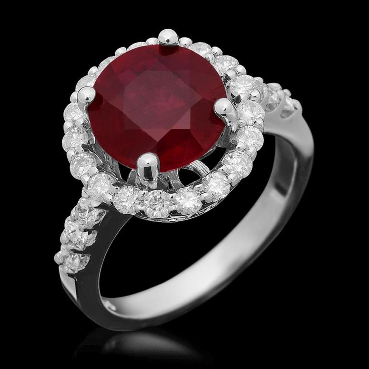 14K White Gold 3.83ct Ruby and 0.91ct Diamond Ring