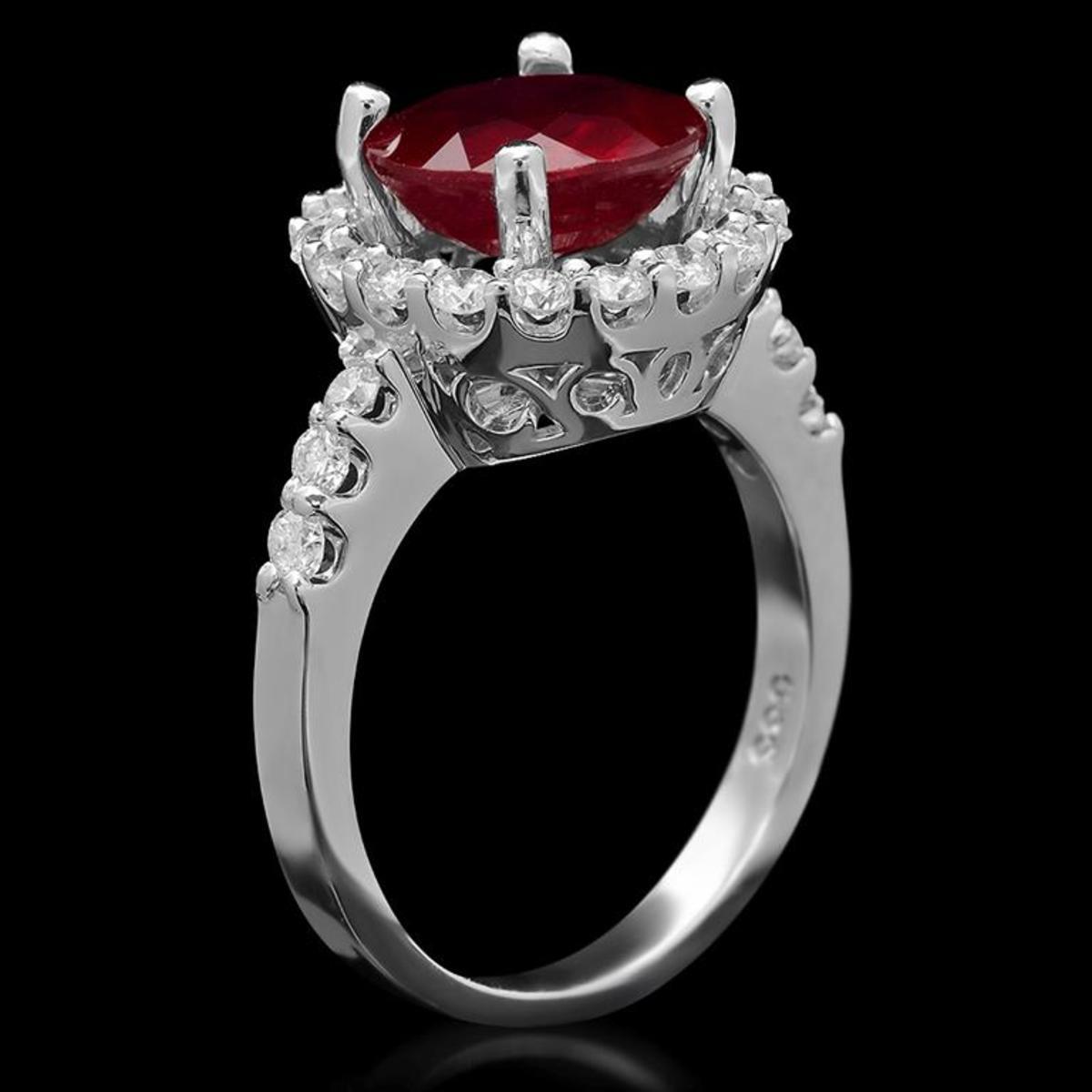 14K White Gold 3.83ct Ruby and 0.91ct Diamond Ring