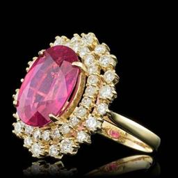 14K Yellow Gold 6.82ct Ruby and 1.51ct Diamond Ring