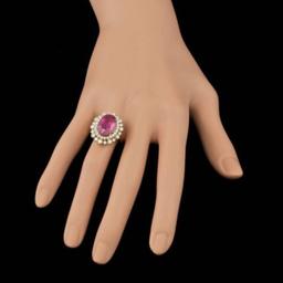 14K Yellow Gold 6.82ct Ruby and 1.51ct Diamond Ring
