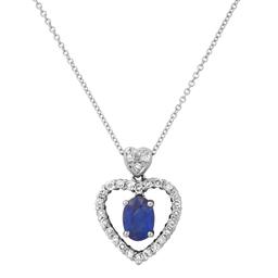 18K White Gold Setting with 0.95ct Sapphire and 0.48ct Diamond Pendant