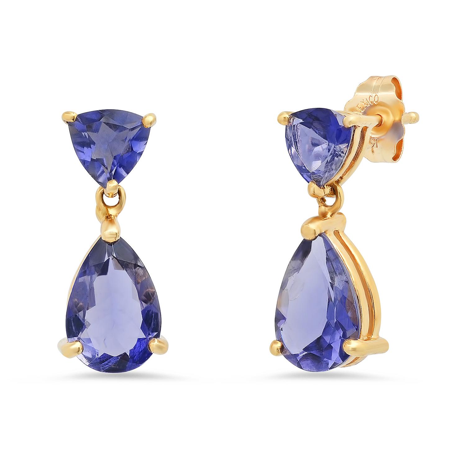 14K Yellow Gold Setting with 2.64ct Tanzanite Earrings