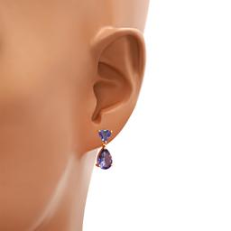 14K Yellow Gold Setting with 2.64ct Tanzanite Earrings